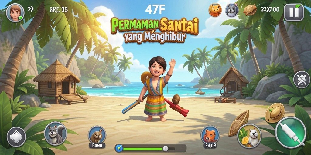 Tampilan gameplay 47F yang seru dan penuh warna.