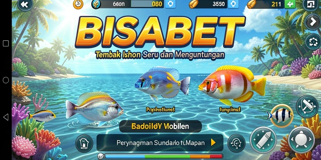 Tampilan gameplay BISABET menunjukkan aksi menembak ikan yang seru.