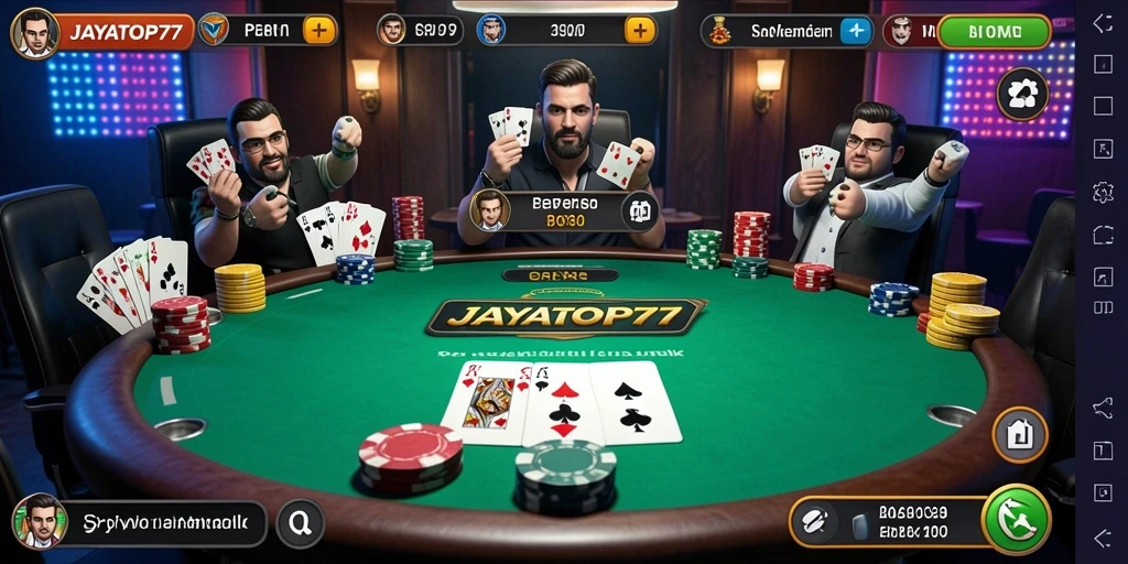 Screenshot utama JAYATOP77 menampilkan gameplay seru poker.