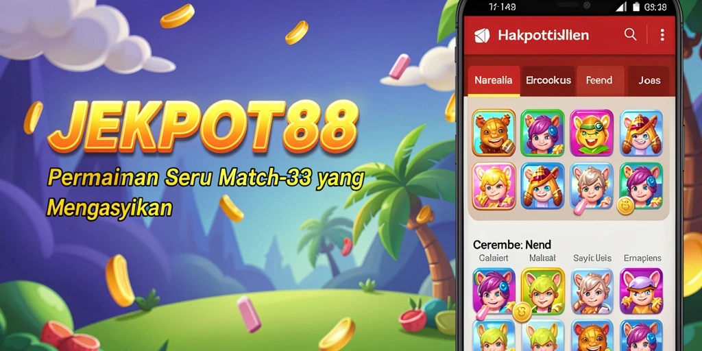 Tampilan permainan Match-3 JEKPOT88 yang penuh warna dan menarik.