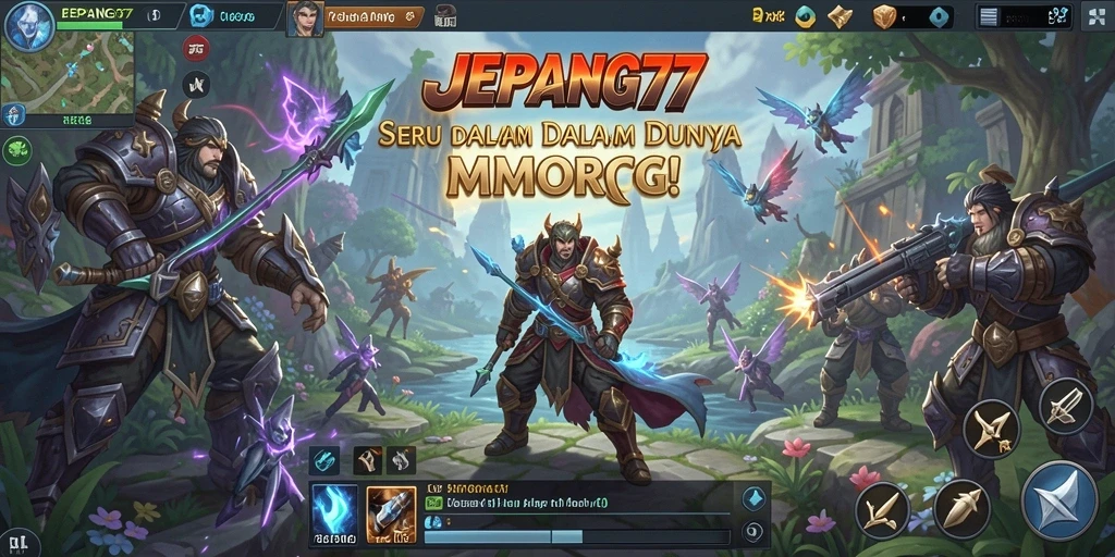 Screenshot JEPANG77 menampilkan pertarungan seru dalam dunia MMORPG.