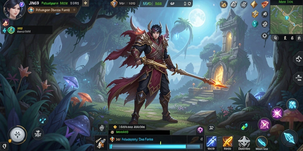 Tangkapan layar menunjukkan aksi seru dalam gameplay JIN69 di dunia MMORPG.