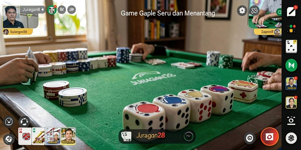 Tampilan menarik dari gameplay Gaple di JURAGAN28.