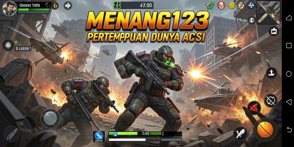 Screenshot gameplay MENANG123 dengan aksi pertempuran yang mendebarkan.