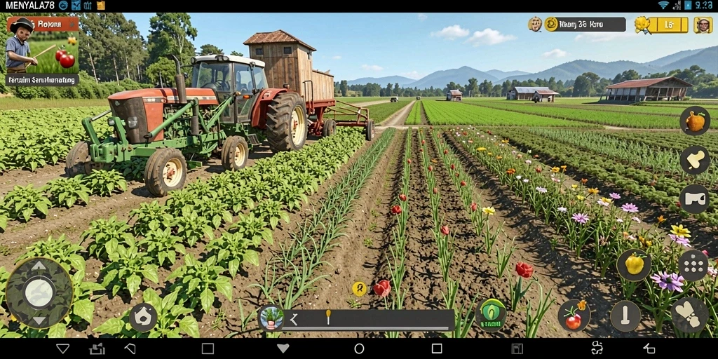 Tampilan screenshot game yang menampilkan aktivitas berkebun menawan.