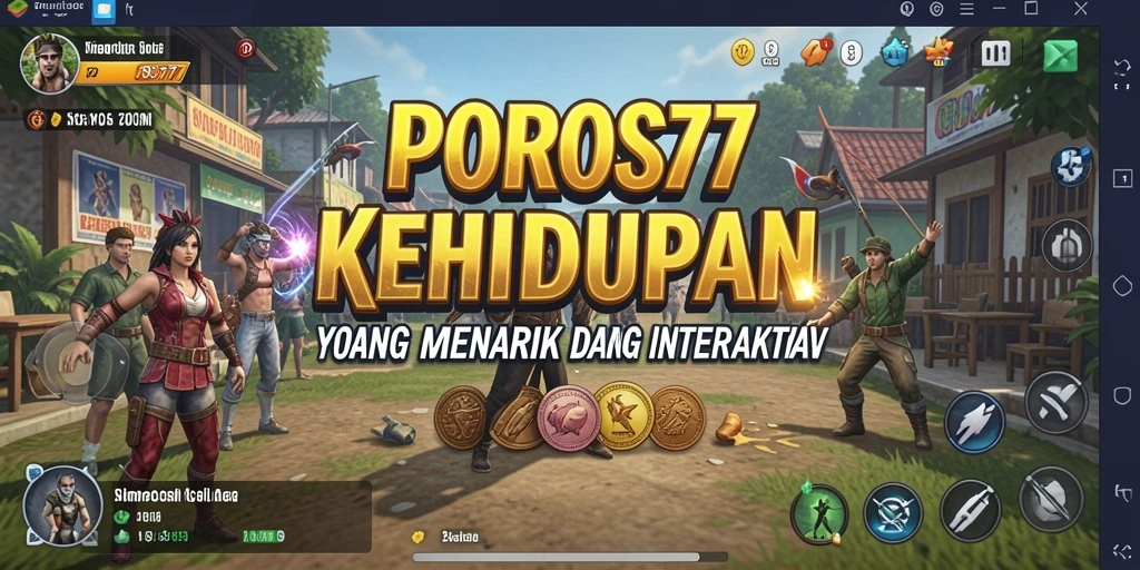 Tampilan gameplay menarik dari POROS77 yang menunjukkan simulasi kehidupan.