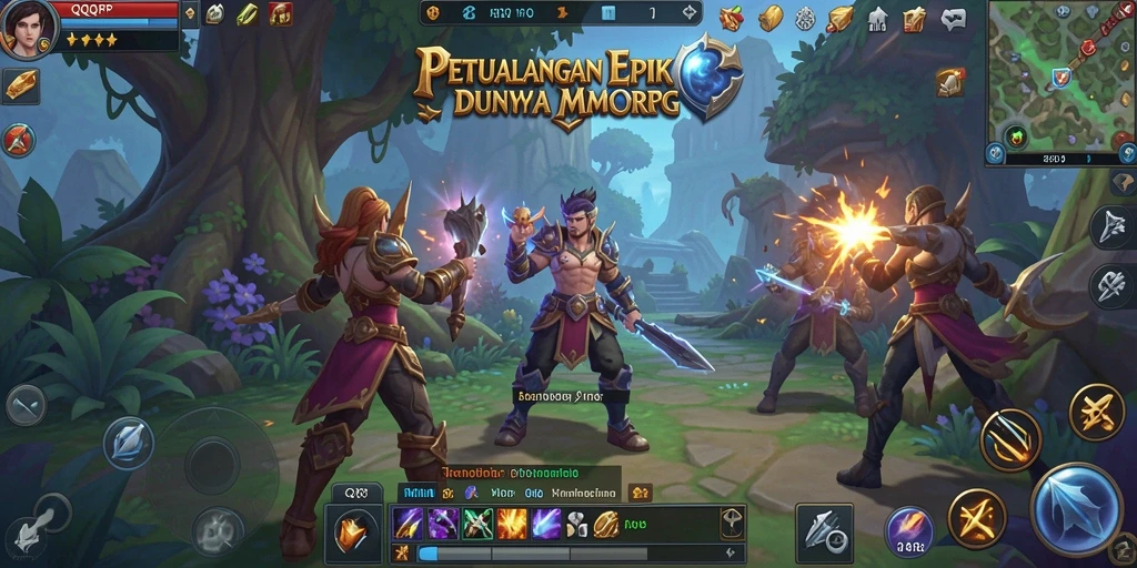Gameplay MMORPG QQRP yang menarik dan penuh aksi.